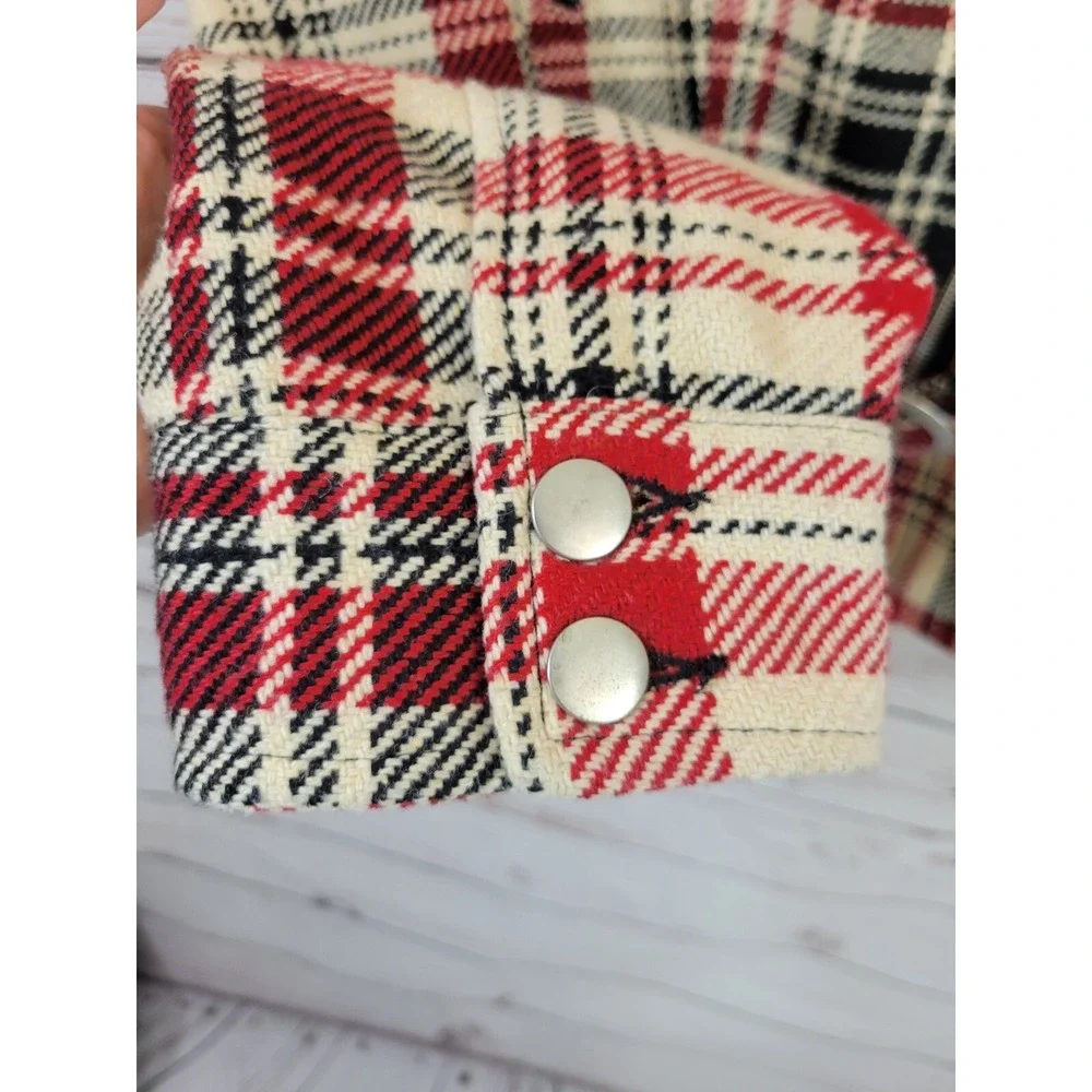Cato Plaid Moto Jacket Belted Zip‎ Biker Chic Red Black Womens Size Large